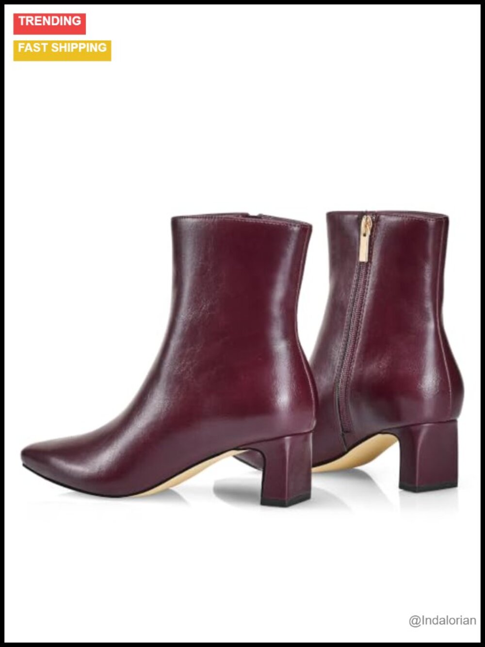 Chunky Block Heel Square Toe Ankle Boots Faux Leather Suede - Picture 5 of 6